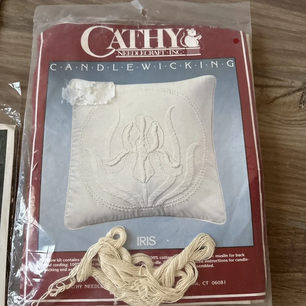 Vintage (80's) Candlewicking Embroidery Kits - 2 Kits (new), Book & Thread